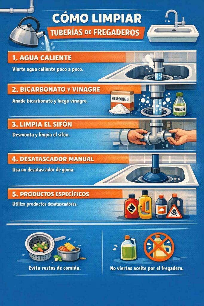 Limpiar tuberías de fregaderos