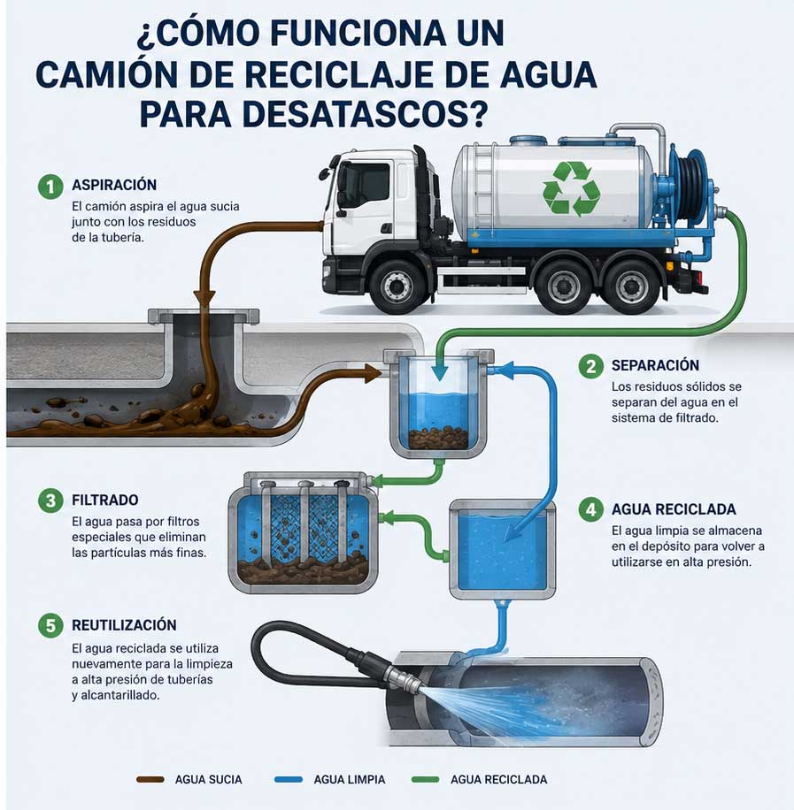Camión reciclaje agua desatascos: qué es y cómo funciona 3 Camión reciclaje agua desatascos