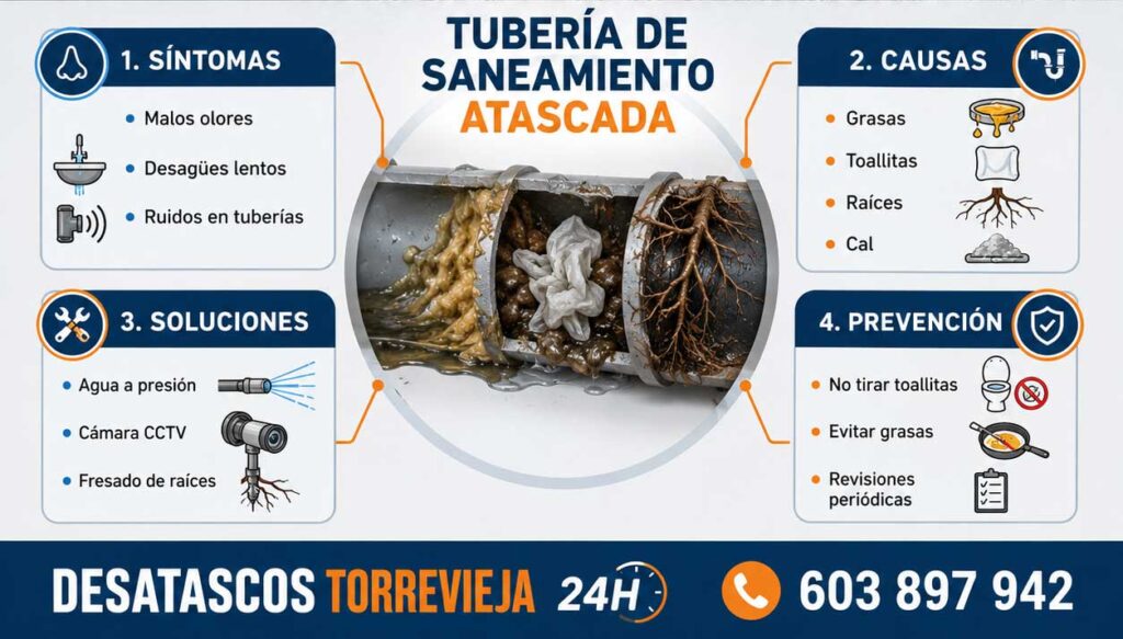 Tubería de saneamiento atascada: cómo identificar el problema y solucionarlo a tiempo 2 Tubería de saneamiento atascada